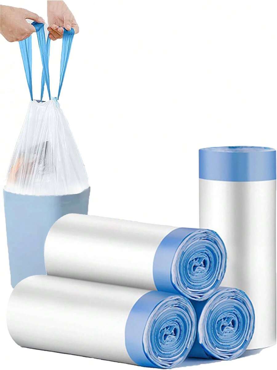 300 pezzi Sacchetti per rifiuti con laccio per cucina, bagno, camera da letto, rinforzati, senza odore, sacchetti per rifiuti monouso, sacchetti per cestini, forniture per la pulizia, uso aziendale, adatti per cucina, soggiorno, bagno, ufficio e hotel