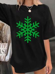 Camiseta de Peluquería Regalo para Mujeres Estilista - Camiseta impresa con letras de Feliz Navidad y copos de nieve, 100% algodón, top de otoño para mujeres - Rojo - Ver 1