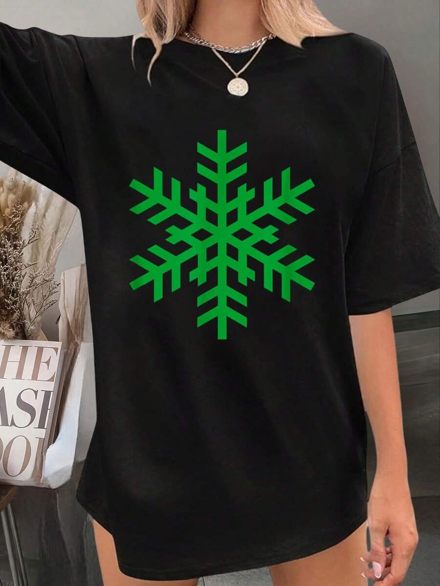 Camiseta de Peluquería Regalo para Mujeres Estilista - Camiseta impresa con letras de Feliz Navidad y copos de nieve, 100% algodón, top de otoño para mujeres - Rojo - Ver 1