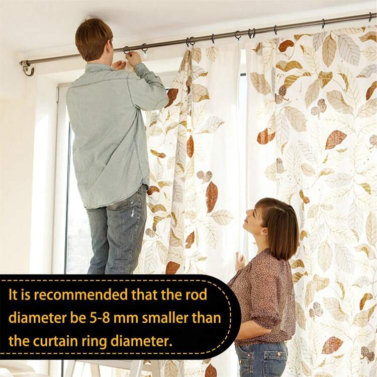 30mm/1.18" Black & Silver Curtain Rings, Plastic Curtain Hooks, Metal Curtain Rings, Hanging Rings And Curtain Hooks, Suitable For Window Rods, Shower Curtain Hooks Christmas Decor - Black - View 7