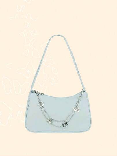 Bolso de hombro de color sólido de moda estilo cadena