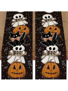 1 pièce Décoration de table d'Halloween, citrouille Jack-O'-Lantern, fantôme, toile d'araignée, chat noir, points, décorations intérieures et extérieures pour la maison, la cuisine et la salle à manger pour les fêtes