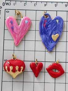 1pc Y2K Stainless Steel Multi-Color Enamel Exaggerated Big Heart Pendant, Handmade Jewelry DIY, Suitable For Necklace, Bracelet Accessories