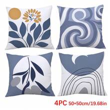 Bộ 4 vỏ gối họa tiết hình học lá xanh xám trừu tượng tối giản, chất liệu nhung in một mặt, vỏ gối 45*45/50*50/40*40CM thích hợp cho ghế sofa hiện đại tối giản trang trí phòng khách, quà tặng, trang trí tiệc - Nhiều màu - Xem 12
