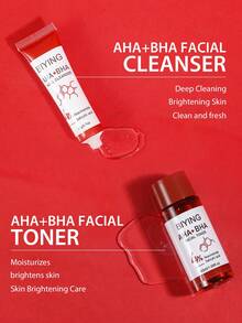 (Regalo de Navidad, Halloween, Acción de Gracias) Estuche de regalo de cuidado de la piel Mooyam AHA + BHA Juego de 4 piezas: Limpiador, Esencia, Crema Esencia, Tónico, Hidratante y Iluminador, Nutritivo y Humectante. Estuche de regalo de cumpleaños, estuche de cuidado de la piel para viajes