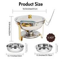 2/4/6 件装 5QT 不锈钢圆形火锅套装，适用于自助餐、家庭聚会、圣诞聚会、餐饮活动 - 完整的自助餐加热托盘套装，适用于烹饪、节日主题、食物，无需电源，节日自助餐必备 | 圆形烤盘 | 餐饮用品 - 彩色 - 查看 7