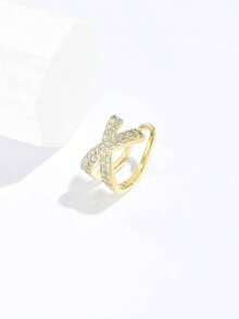 1pc Cubic Zirconia Decor Ear Cuff Copper Jewelry - 黃金 - 查看 3