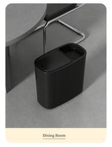 12-Liter Stylish Black Trash Can (One-Touch Push-Button Lid) Features A One-Touch (Push-Button) Lid, Silent Closing, And Odor-Proof Sealing Design. Constructed From Durable Plastic With A Sturdy Build, It Is Powder-Coated For Easy Cleaning And Maintenance. Its Space-Saving Elliptical Design Combines Modern Aesthetics, Making It Suitable For Homes, Bedrooms, Kitchens, Bathrooms, Laundry Rooms, Children's Rooms, Dormitories, Offices, And Commercial Spaces. This Compact Trash Can Serves As Both A Practical Waste Management Solution And A Decorative Office Supply - màu đen - Xem 6