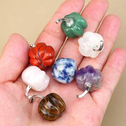 1PC Mini Creative Natural Rose Quartz Crystal Aventurine Pumpkin Carving Heling Gem Halloween Gift Home Decoration Ornaments Divination