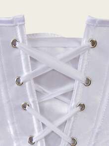 Jutrisujo White Corset Top Women Lace Push Up Plus Size Gothic Bustier Princess Renaissance Vintage Halloween - 808-Trắng - Xem 5