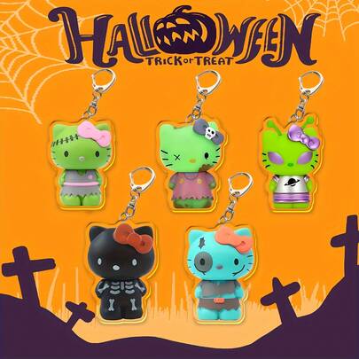 Sanrio 2D Flat, 2D Acrylic Sanrio Hello Kitty Halloween And Christmas Keychain - Unique And Durable Key Pendant, Bag Charm Gift For Women, Car Accessory For Women, Perfect For Halloween And Christmas Decorations, Ideal Birthday Or Easter Gift Bag Accessories Lanyards With Id Holder Car Accessories Bag Charms
