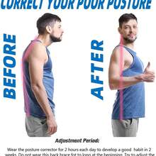 ComfortFit 男女通用姿势矫正器 - 可调节、透气矫形支具 - 无缝设计，支撑上背部、脊柱、颈部和肩部 - 适合日常佩戴，稳定锁骨 - 促进健康姿势，预防驼背 - 大码 - 彩色 - 查看 8