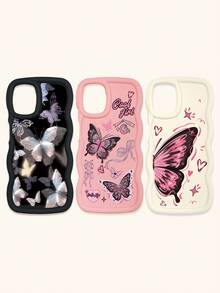 Bộ 3 ốp lưng điện thoại chống sốc hình bướm, viền lượn sóng 3D nổi bật, ốp lưng TPU thời trang, họa tiết lượn sóng sáng tạo và phong cách, bảo vệ toàn diện, chống rơi vỡ, có màu đen, be và hồng, tương thích với iPhone Air/17/17 Pro/17 Pro Max, tương thích với iPhone 13, các dòng điện thoại khác. - Nhiều màu - Xem 37