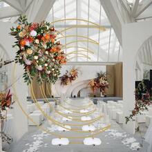 Vincidern 2 件 6.9 英尺金色气球拱门支架 Arcos Para Decorar，半月形金属婚礼拱门背景，适用于婚礼仪式、生日派对、毕业装饰 2025 年夏季礼物海滩返校学校用品房间装饰 - 金的(2Pcs) - 查看 9