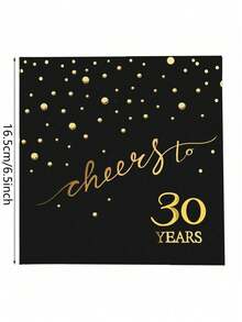 20 Stücke/40 Stücke/60 Stücke, 30. Geburtstag Servietten, Feiere Prost auf 30 Jahre Cocktail Party Servietten, 16,5 x 16,5 cm, für Geburtstagsdekoration, Hochzeitsjubiläum, Schwarz und Gold, 2-lagig Halloween Tischdekoration - Schwarz 30 Jahre alt - Übersicht 2