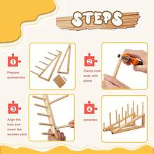 5/3层竹制展示架——坚固耐用，节省空间，可垂直悬挂展示油画和丙烯画——艺术家工作室装饰收纳架，竹制工艺品装饰品。竹制书架，易于组装，方便在床边或书桌上存放书籍。多功能竹制收纳架。