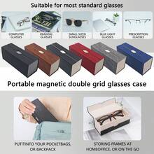 The New Double-Layer Glasses Storage Box Can Hold Two Pairs Of Glasses, A Large-Capacity Anti-Stress Glasses Case, And A Stylish And Portable Sunglasses Case Made Of PUI Materialtravel Essentials Travel Accessories Travel Bag For Vacation Holiday Back To School School Stuff Sunglasses Women - Nhiều màu - Xem 8