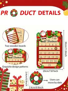 1 件圣诞倒计时日历，圣诞木制装饰，圣诞老人倒计时，带有彩色装饰的圣诞挂历，节日主题，圣诞装饰，适合家居装饰，圣诞节，新年 - 彩色 - 查看 11