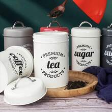 Set Of 1/3 Kitchen Canisters With Airtight Lids, Coffee Tea Sugar Flour Tin Jars Nesting Food Storage Container Set For Farmhouse Decor - Red - View 2