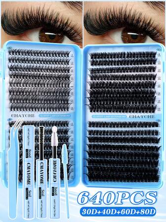 800/621 Pieces Of D-Shaped Segmented False Eyelashes, 10D+20D+30D+40D+50D+60D+80D+100D+120D+150D Mixed-Length Voluminous Black Natural Fluffy Individual False Eyelashes, Eyelash Extensions, DIY Home Multi-Purpose Kit. Thickened Design Ensures Effortless Application Even For Beginners. Long-Lasting, Stylish And Comfortable To Wear – An Essential For Christmas Travel.