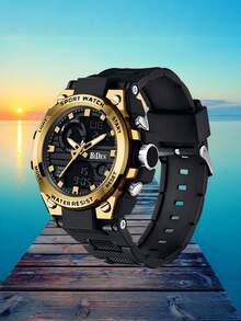 BIDEN Men's Student Multifunctional Sports Watch, Stopwatch, Timer, Time Telling, Waterproof, LCD Men's Outdoor Waterproof Dual Display Night Light Watch