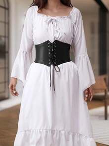 1pc Women's Adjustable Lace-Up Corset Belt, Fashionable Waist Cincher Suitable For Street Style Or Daily Outfit Matching - Black - View 1