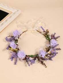 1 chiếc băng đô hoa mới nhập khẩu, vòng hoa giả phong cách boho cổ điển, phụ kiện du lịch ngày lễ tình nhân - 58710 Màu tím - Xem 4