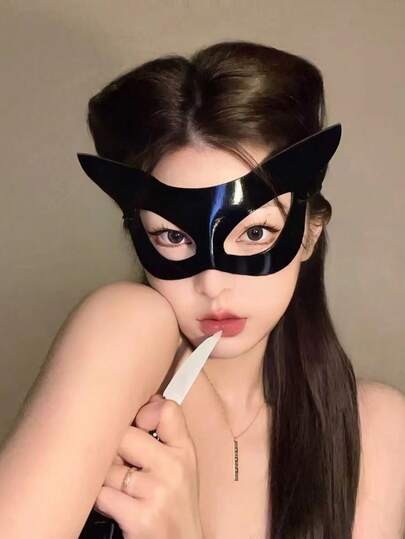 1 pièce Masque sexy de dame, masque à capuche d'œil de chat, convient pour le déguisement et la tenue de fête de sorcière