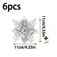 12 件/6 件/1 件人造一品红夹子，可爱的人造一品红花朵，用于圣诞树装饰，可重复使用的闪光一品红花朵，DIY 花环，家居装饰，婚礼派对，节日派对装饰，圣诞节/节日/季节性/婚礼圣诞树饰品，闪亮的冬季灌木装饰，适用于圣诞节、新年、婚礼、花环、楼梯、窗户、壁炉、圣诞树
