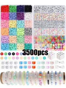 3500 Stücke/7200 Stücke/10600 Stücke Ton-Perlen Armband Bastelset, Freundschaftsarmband Sets mit flachen Perlen für Schmuckherstellung, Polymer Heishi Perlen Set für Armbänder, Halsketten DIY Basteln