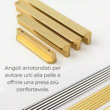 1 Peça Puxador de Gabinete de Liga de Alumínio - Design de Borda Arredondada e Segurança - 4 Tamanhos (64mm / 96mm / 128mm / 160mm) - Puxadores de Guarda-Roupa, Gaveta e Armário - Pegada Confortável e Estilo Mix-and-Match - Cor de cobre - Visão 5