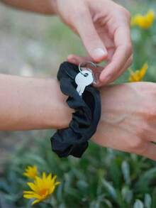 3个/2个/1个纯色休闲可爱发圈，多功能发圈收纳袋 - 便携式钱包和收纳袋，不防水，弹性发圈带拉链口袋，可收纳钥匙、现金、耳机、配饰 - 时尚涤纶发圈配件，大容量化妆品收纳袋，可收纳口红、化妆刷、护肤品、手机、硬币、小物件，适合居家、送礼、节日（如万圣节、圣诞节）等场合，马尾辫发圈、发圈、橡皮筋、发绳、头饰弹力带 - 彩色 - 查看 3