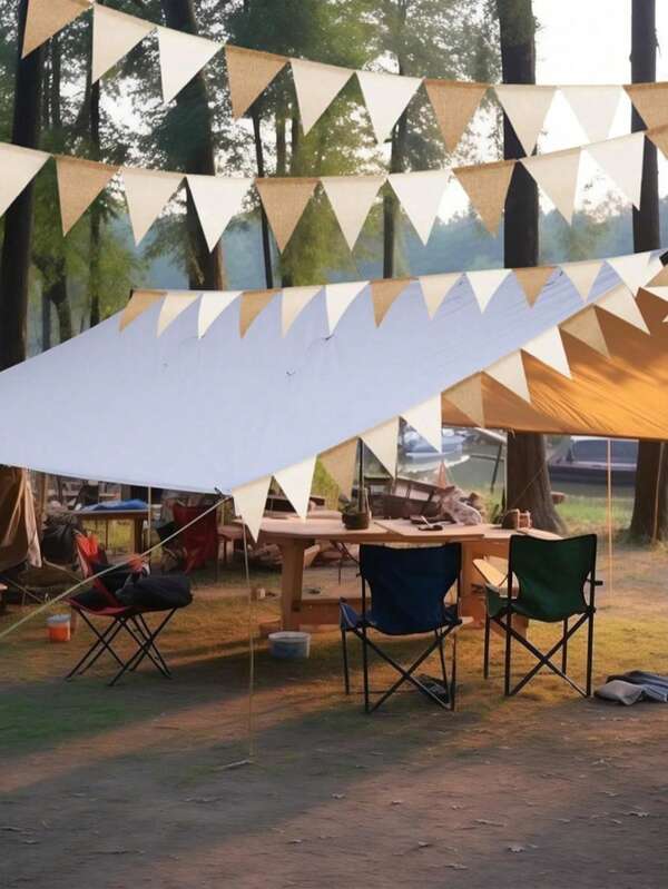 3.6m 12pcs Tricolor Gradient Thick Linen 13x17cm Pennant Flags - Birthday Decoration, Party Decoration, Classroom Decoration, School Decoration, Carnival Decoration, All Saints' Day Decoration, Halloween Decoration, Christmas, Outdoor Beautification, Large Events, Graduation Ceremony, Wedding Venue Decoration, Garden Beautification, Wall Decoration And Home Hanging Decoration Triangle Flag Garland