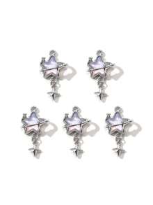 10/20pcs Random Styles Romantic Pink Pendants Collection - Heart, Moon, Bow-Knot, DIY Jewelry Accessories Valentines - Pink - View 23
