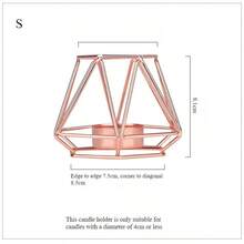 Metal Ornaments Candlestick Container Polygonal Geometry Iron Candlestick - Multicolor - View 3