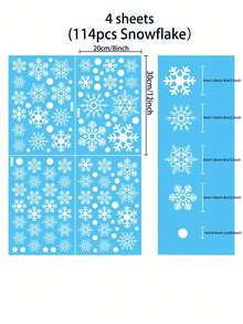 1 Set Of Snowflake Window Clings (114 Pieces) Set - Static Without Power Source, Suitable For Christmas And Winter Door Room Decor Bedroom Decor Kitchen Decor Wall Sticker Wall Decor Stickers - Multicolor - View 3