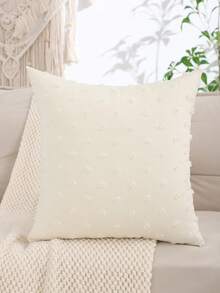 Linen Jacquard Throw Pillow Cover, Solid Color For Living Room And Bedroom Decor - Beige - View 10