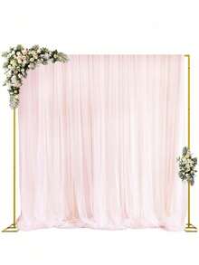 1 pieza El arco dorado de boda es adecuado para celebrar ceremonias. Kit de soporte de arco de metal rectangular para globos. Marco de arco cuadrado de flores de jardín. Tubo portátil y ajustable, resistente, con base, adecuado para celebraciones de aniversario, fiestas de cumpleaños, bodas, baby showers, decoración del hogar y decoraciones para fiestas festivas. Soporte decorativo para globos