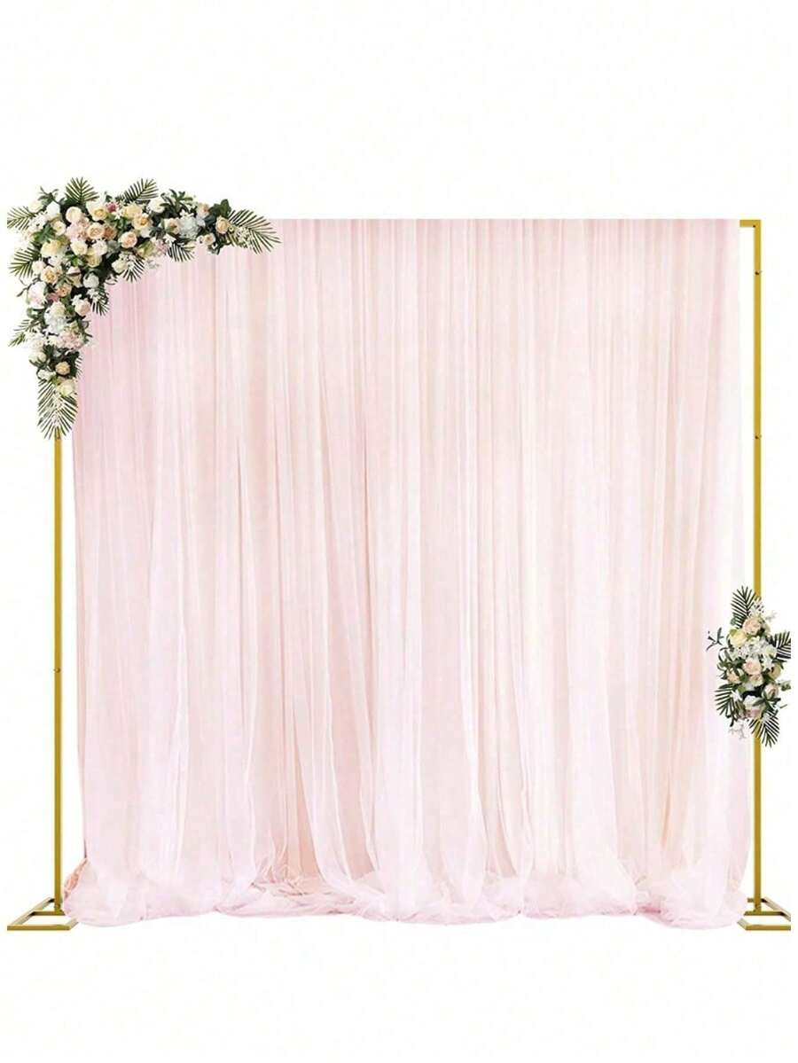 1 pieza El arco dorado de boda es adecuado para celebrar ceremonias. Kit de soporte de arco de metal rectangular para globos. Marco de arco cuadrado de flores de jardín. Tubo portátil y ajustable, resistente, con base, adecuado para celebraciones de aniversario, fiestas de cumpleaños, bodas, baby showers, decoración del hogar y decoraciones para fiestas festivas. Soporte decorativo para globos