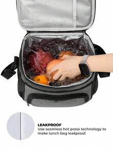 1pc Large Capacity 9L Insulated Lunch Bag, Polyester Fiber Waterproof Leakproof Soft Material Adult Lunch Portable Cooler Box With Zipper, Adjustable Shoulder Strap For Office And Picnic, Multicolor Reusable Lunch Box For Office, Work, School, Picnic, Beach, Leakproof Freezable Cooler Bag With Handle