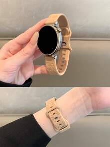 1条18mm/20mm/22mm硅胶表带，兼容三星Galaxy Watch 3/4/5/6 40mm 44mm经典款、43mm 47mm款，兼容华为GT5 GT4 GT 3/2 46mm款，男女通用 - 杏色 - 查看 7