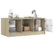 Coffee Table With Glass Doors Sonoma Oak 102x50x42 Cm - Brown - View 6