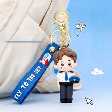 1PC Cartoon Pilot Keychain, Pilot And Stewardess Doll Bag Pendant Keychain, Also A Creative Small Gift For Friends - 彩色 - 查看 4