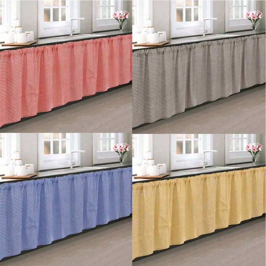 1pc Vintage Plaid Valance Curtain, No Drill Cabinet Curtain, Tier Curtains For Kitchen, Coffee Break Curtain, Room Divider, Japanese Fabric Curtain Suitable For All Seasons - Multicolor - View 1