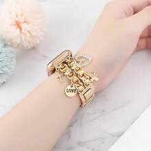 1pc Women's Leather Cord Hanging Strap Stainless Steel Watch Band Compatible With 38/40/41/42/44/45/49mm Ultra/SE/8/7/6/5/4/3/2/1