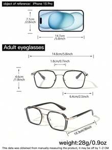 Men's Summer Pilot Clear Lens Glasses, Suitable For Computer, TV, Gaming, And Smartphone Use, Transparent Lenses To Protect Eyes From Visual Fatigue