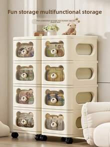 Stackable Rolling Drawer Storage Cabinet With Wheels, 5 Tier Multi-Tier Storage Organizer, PP Material Storage Bins With Handles For Home Organization, Bedroom, Nursery, Entryway, Tool-Free Assembly, Space Saving Mobile Storage, US Local Delivery - Multicolor - View 7