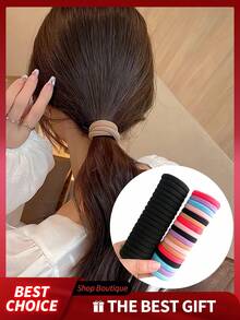 50pcs/30pcs/10pcs Girls Headbands, Black Solid Color Elastic Hairbands,Hair Band, Suitable For Daily Use, Simple And Durable, Thick Ponytail Headbands, Simple And Elegant Style, High Elasticity And Seamless Design, Suitable For Daily Life, Bathtub Hair, Broken Hair, Christmas Gifts, New Year Gifts, Elastic Ponytails. - Multicolor - View 2