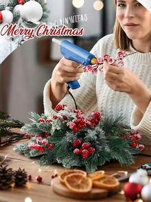 22 pezzi/11 pezzi/1 pezzo Decorazioni natalizie con albero di pino innevato, steli artificiali di bacche, rami di cedro finti, per composizioni, ghirlande, decorazioni natalizie, decorazioni per la casa, il giardino e le feste, decorazioni per albero di Natale, decorazioni natalizie (rosso)