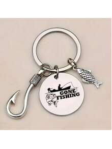 Fish Shaped Keychain - Fashionable Multifunctional Fish Hook Keyring | Fishing Gift And Cool Fishing Gear | Coffee Bead Decor Simple And Exquisite | Suitable For Backpack/Car Keys/Fishing Rod Decoration Bag Accessories Lanyards With Id Holder Car Accessories Bag Charms Christmas - Multicolor - View 1